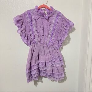 Unique & Rare Trish Scully Levander Purple Ruffled & Detailed Little Girl Dress